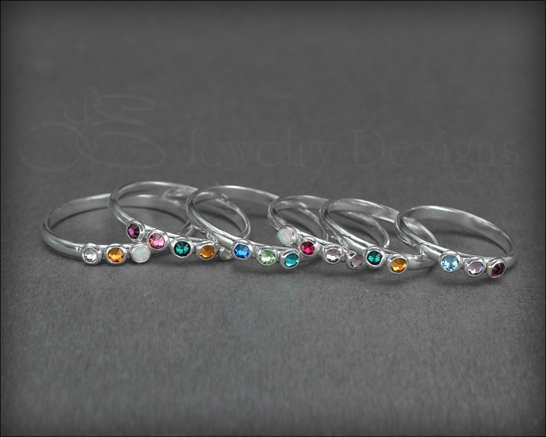 Multi Birthstone Ring Multi Stone Ring Mothers Rings Multi Opal Rings Sterling Birthstone Rings Birthstone Band Family Ring image 8