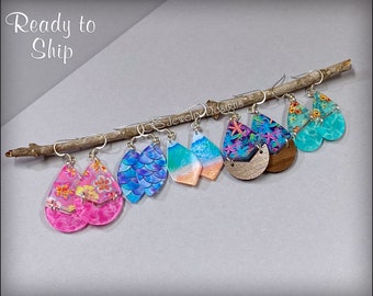 Sterling Silver Beachy Acrylic Earrings – Tropical Vacation Jewelry