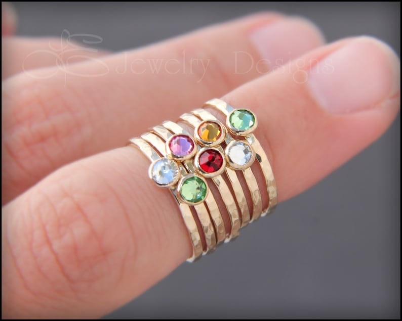 Gold Birthstone Ring 14k Gold Filled Birthstone Ring, Birthstone Stacking Ring, Thin Stacking Rings, Dainty Birthstone Ring, Gifts for Mom image 7