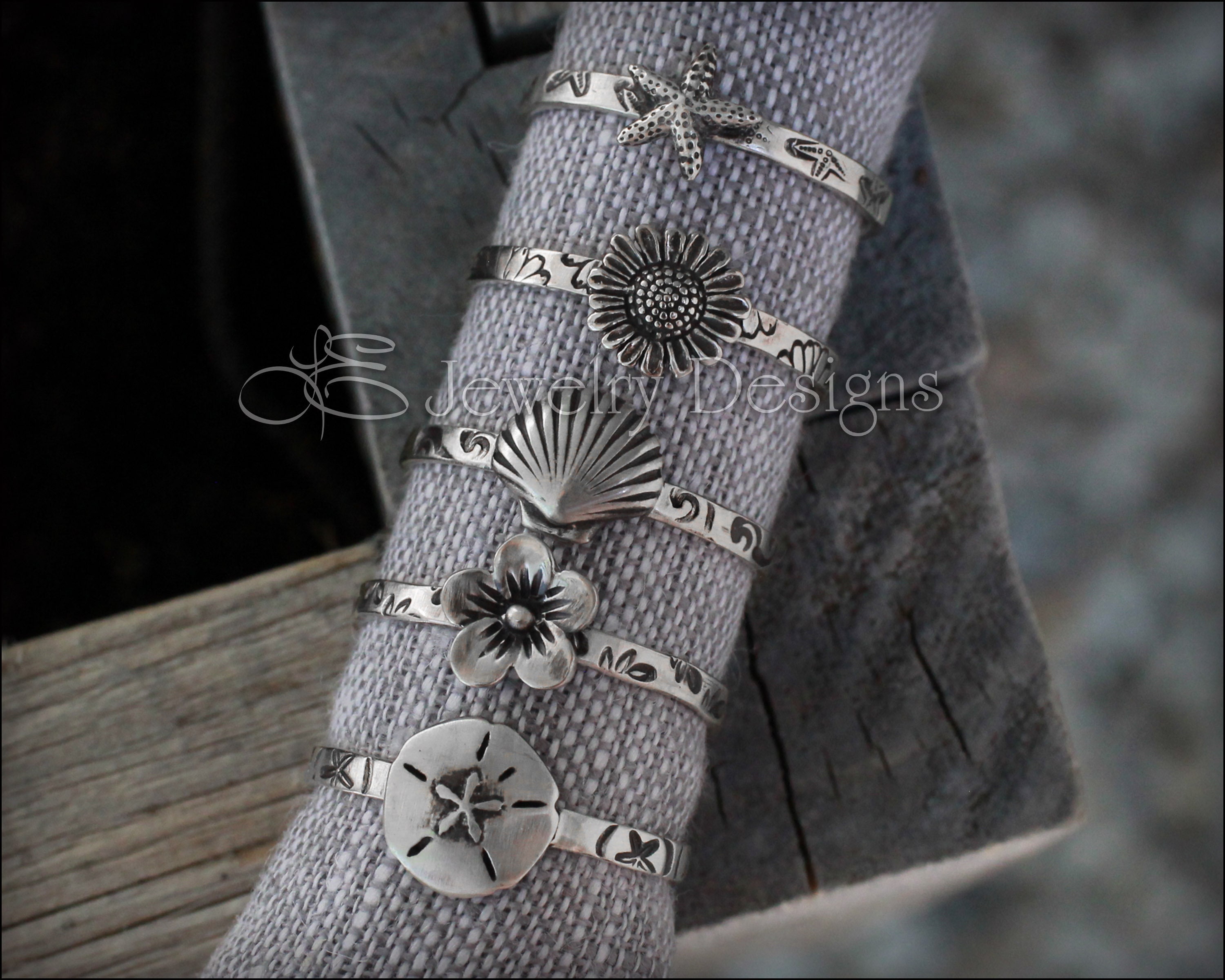 Sterling Beach Themed Rings - Unique Beachy Jewelry, Silver Floral ...