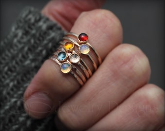 Gemstone Stacking Ring - Natural Gemstone Ring - Birthstone Stacking Rings - Mothers Ring - Gifts for Mom - Gold Gemstone Ring - Silver