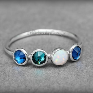 4 Stone Ring - Multi Opal Ring, Multi Birthstone Ring, Mothers Ring, Silver Birthstone Ring, Gold Birthstone Ring, Four Opals, Mom Gift