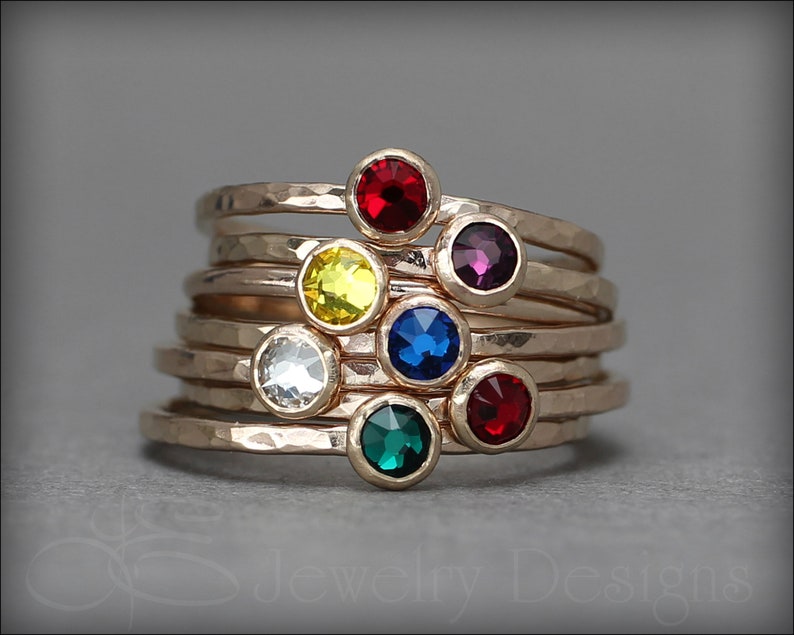 Gold Birthstone Ring 14k Gold Filled Birthstone Ring, Birthstone Stacking Ring, Thin Stacking Rings, Dainty Birthstone Ring, Gifts for Mom image 10