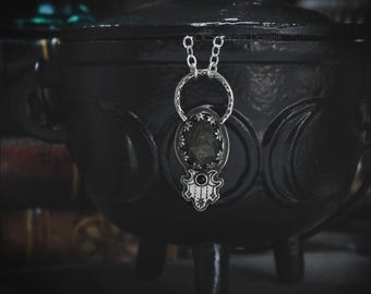 Sterling Triple Moon Goddess Obsidian Necklace - Silver Gemstone Moon Phase Pendant, Natural Gemstone, Witchy Jewelry, Unique Artisan, OOAK