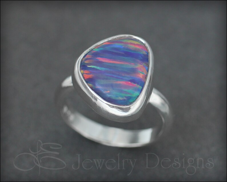 yellow opal silver opal ring OPAL RING opal statement ring opal aura stripes purple opal unique opal