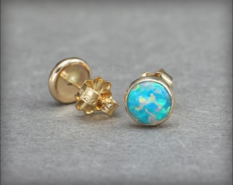 6mm Opal Earrings - Opal Stud Earrings, Sterling Opal Studs, Gold Opal Studs, Titanium Opal Studs, Opal Earrings, Hypoallergenic