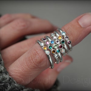 Multi Birthstone Ring Multi Stone Ring Mothers Rings Multi Opal Rings Sterling Birthstone Rings Birthstone Band Family Ring image 2