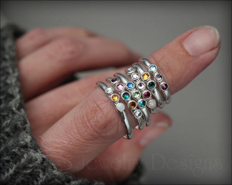 Multi Birthstone Ring Multi Stone Ring Mothers Rings Multi Opal Rings Sterling Birthstone Rings Birthstone Band Family Ring image 2