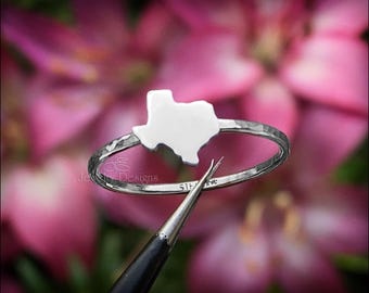 Sterling Silver Texas Stacking Ring - Handmade State Pride Jewelry