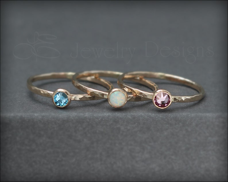 Gold Birthstone Ring 14k Gold Filled Birthstone Ring, Birthstone Stacking Ring, Thin Stacking Rings, Dainty Birthstone Ring, Gifts for Mom image 8