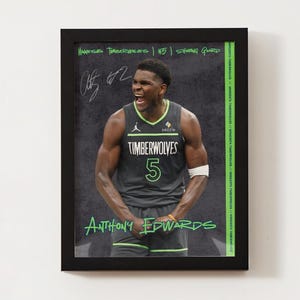 Anthony Edwards Poster, Minnesota Timberwolves Poster, NBA Poster, Basketball Poster, Sports Poster, Sports Bedroom Posters