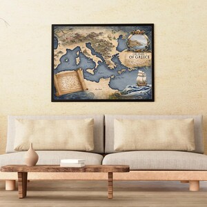 Vintage Griechenland Kunst, Historische Karte, Klassisches Dekor, Haus und Büro Dekor,, druckbare digitale Wandkunst