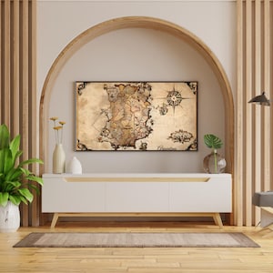 Póster de mapa antiguo, arte de estilo antiguo, arte de mapa de Argentina, impresión de mapa de fantasía, decoración de pared de fantasía, arte de mapa imprimible, arte de pared digital