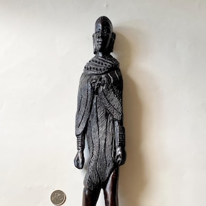 Vintage Maasai Ebony Carved Figurine: African Tribal Sculpture