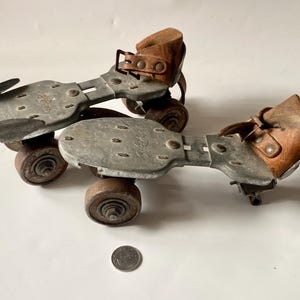 Antique Sunshine Brand Roller Skates (INCOMPLETE!!!), Adjustable Metal Rollerblades with Leather Straps, Primitive Rustic Farmhouse Decor