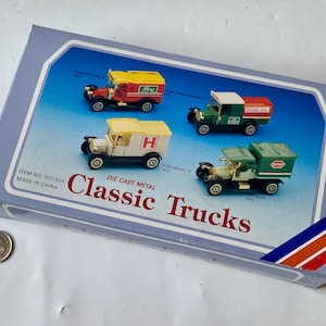 Vintage Die Cast Metal Classic Truck Models, 1910s Classic Trucks, Die Cast Car Truck Figurines, Vintage Collectible Old Fashioned Trucks