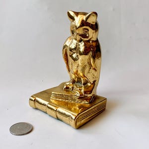 Vintage Brass Owl Bookend: Riverside Canadian Sculpture