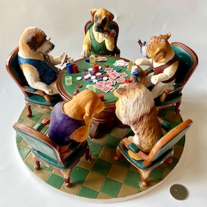 Vintage Hunde spielen Poker Skulptur, Hunde Spielkarten Skulptur, lustige Hunde Dekor, Mann Höhle Büro Dekor, Geschenk für Hundeltern