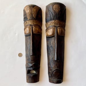 Vintage African Wooden Masks, Tribal African Mask Wall Hanging, Carved Wooden Face Mask, Vintage Face Mask Wall Decor, Collectible Wall Mask