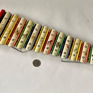 Vintage Animal Xylophone Toy: 1950s Metal & Wood