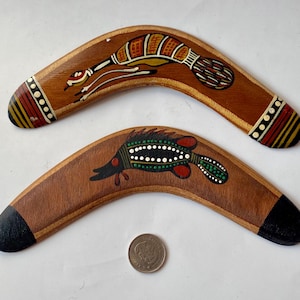 Vintage Decorative Wooden Boomerangs, Small Collectible Boomerangs, Wangal Aboriginal Arts and Crafts, Indigenous Australian Art Boomerang
