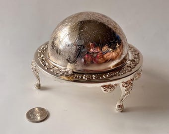 ヴィンテージシルバーメッキロールトップバターディッシュ