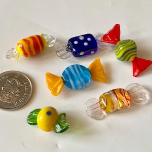 Vintage Murano Glass Candy Set: Handblown Italian Art Glass, Colorful Decor