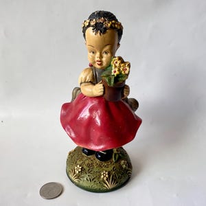 Vintage Chalkware Figurine, 1950s Chalkware Doll Sculpture, Grandmacore Decor, Collectible Cottage Chic Dolly Figurine, Rare Chalkware Decor