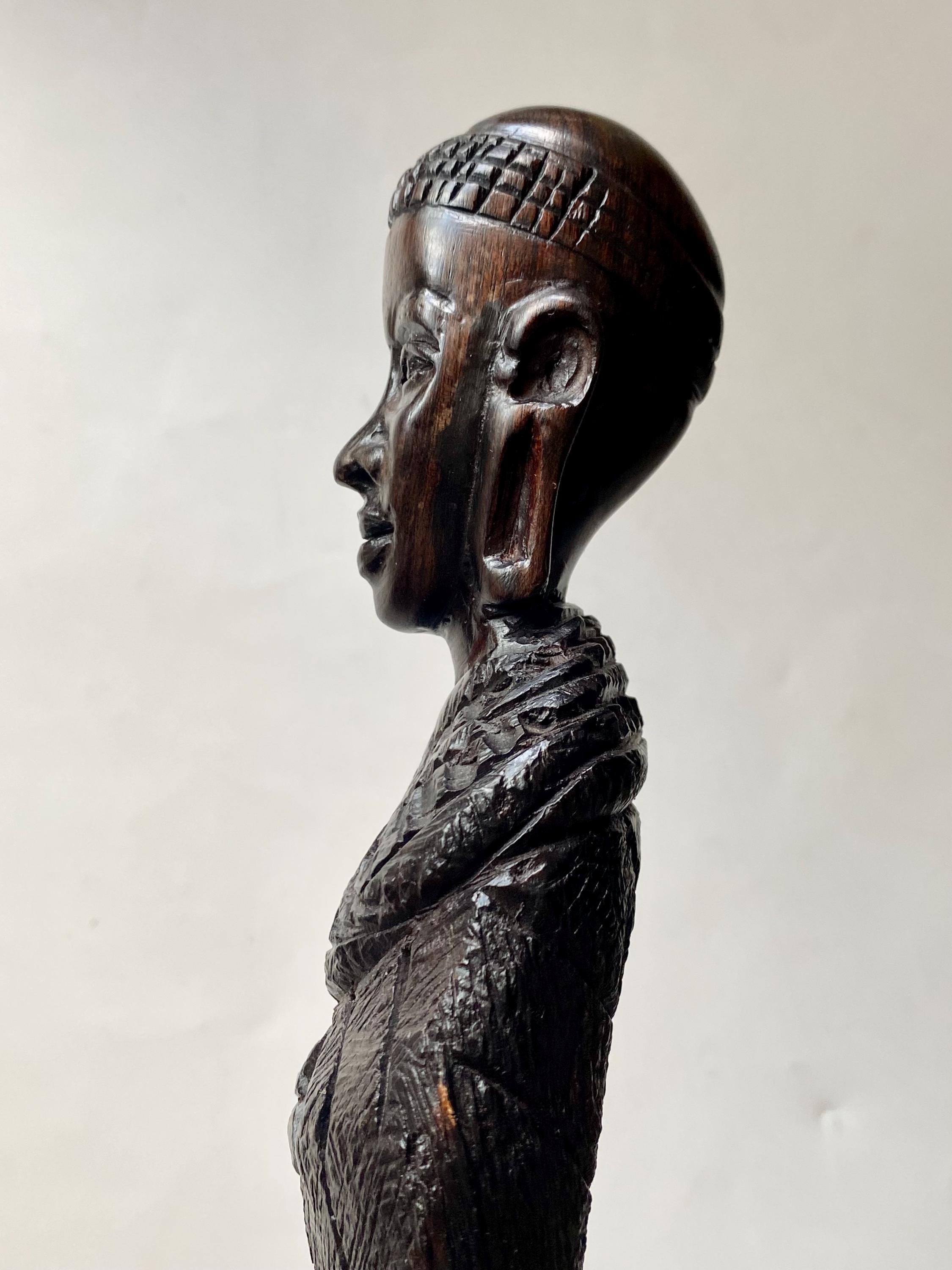 ヴィンテージのマサイ族の黒檀彫刻像：アフリカの部族彫刻