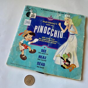 Vintage Classic Tales Story Books Vinyl Record, Pinocchio Record & Book, 1980s Audio Stories w/ Records, Children&#39;s Audio Books