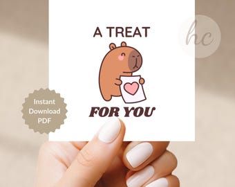 Capybara Gift Tag Printable – A Treat for You, Kids Party Favor, Classroom Treat Label