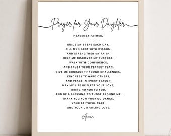 Prayer for Your Daughter Printable, Christian Wall Art, Daughter Blessing, Faith Gift