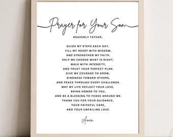 Prayer for Your Son Printable, Christian Wall Art, Son Gift, Instant Download