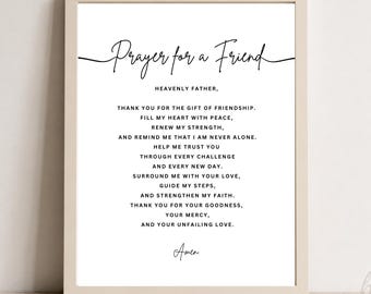 Prayer for Friend Printable, Christian Wall Art, Encouragement Gift, Instant Download