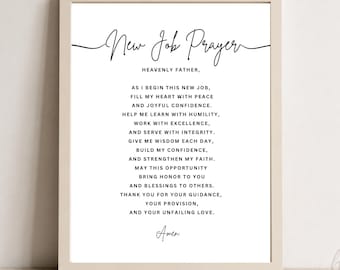 Prayer for New Job Printable, Christian Wall Art, Career Gift, Office Decor, Instant Download