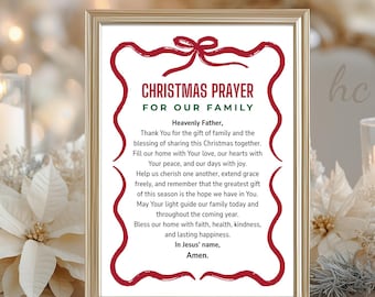 Christmas Prayer for Family | Christian Wall Art | Holiday Decor Printable PDF