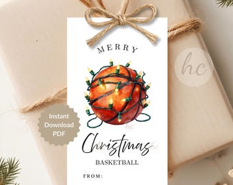 Basketball Christmas Tags, Team Favor, Coach Appreciation, Player Gift, Printable Download