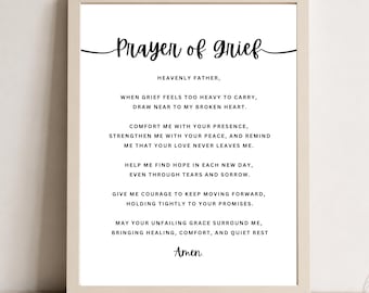 Prayer of Grief | Christian Wall Art | Comfort After Loss | Faith Printable PDF