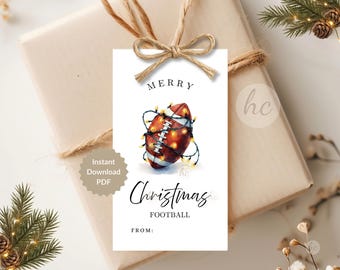 Football Christmas Tags, Team Favor, Coach Appreciation, Player Gift, Printable Download
