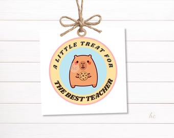Snack Gift Tag Printable – A Little Treat for Teacher, Capybara Favor Label