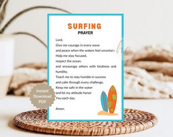 Surfing Prayer Printable Card – Christian Athlete Gift