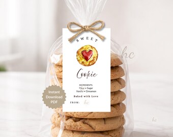 Cookie Gift Tags, Homemade Treat Favor, Teacher Appreciation, Neighbor Thank You, Printable Download
