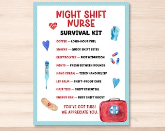 Nurse Night Shift Survival Kit Printable Tag – RN Appreciation Care Package Gift