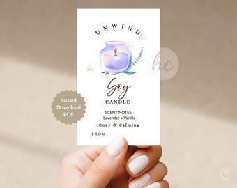 Soy Candle Gift Tags, Spa Favor, Teacher Appreciation, Hostess Thank You, Digital Download