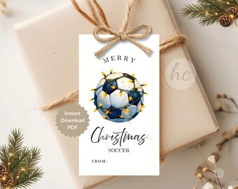 Soccer Christmas Tags, Team Favor, Coach Appreciation, Player Gift, Printable Download
