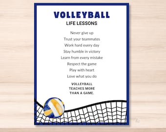 Volleyball Life Lessons Printable Card – Team Motivation Player Gift