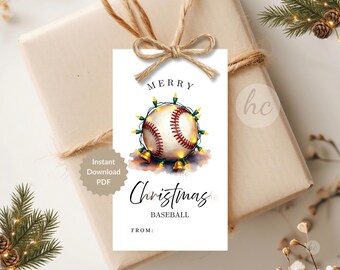 Baseball Christmas Tags, Team Favor, Coach Appreciation, Player Gift, Printable Download