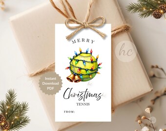 Tennis Christmas Tags, Team Favor, Coach Appreciation, Player Gift, Printable Download