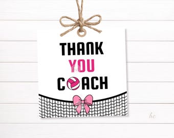 Thank You Coach Gift Tag Printable Volleyball Team Appreciation