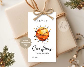 Table Tennis Christmas Tags, Team Favor, Coach Appreciation, Player Gift, Printable Download